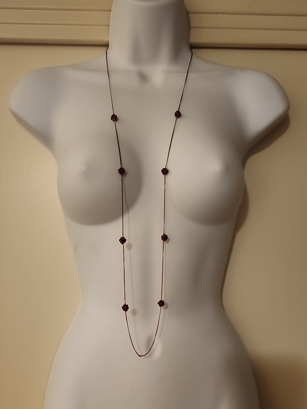 Pilgrim Long Burgundy Bead Station Necklace - Women Jewelry